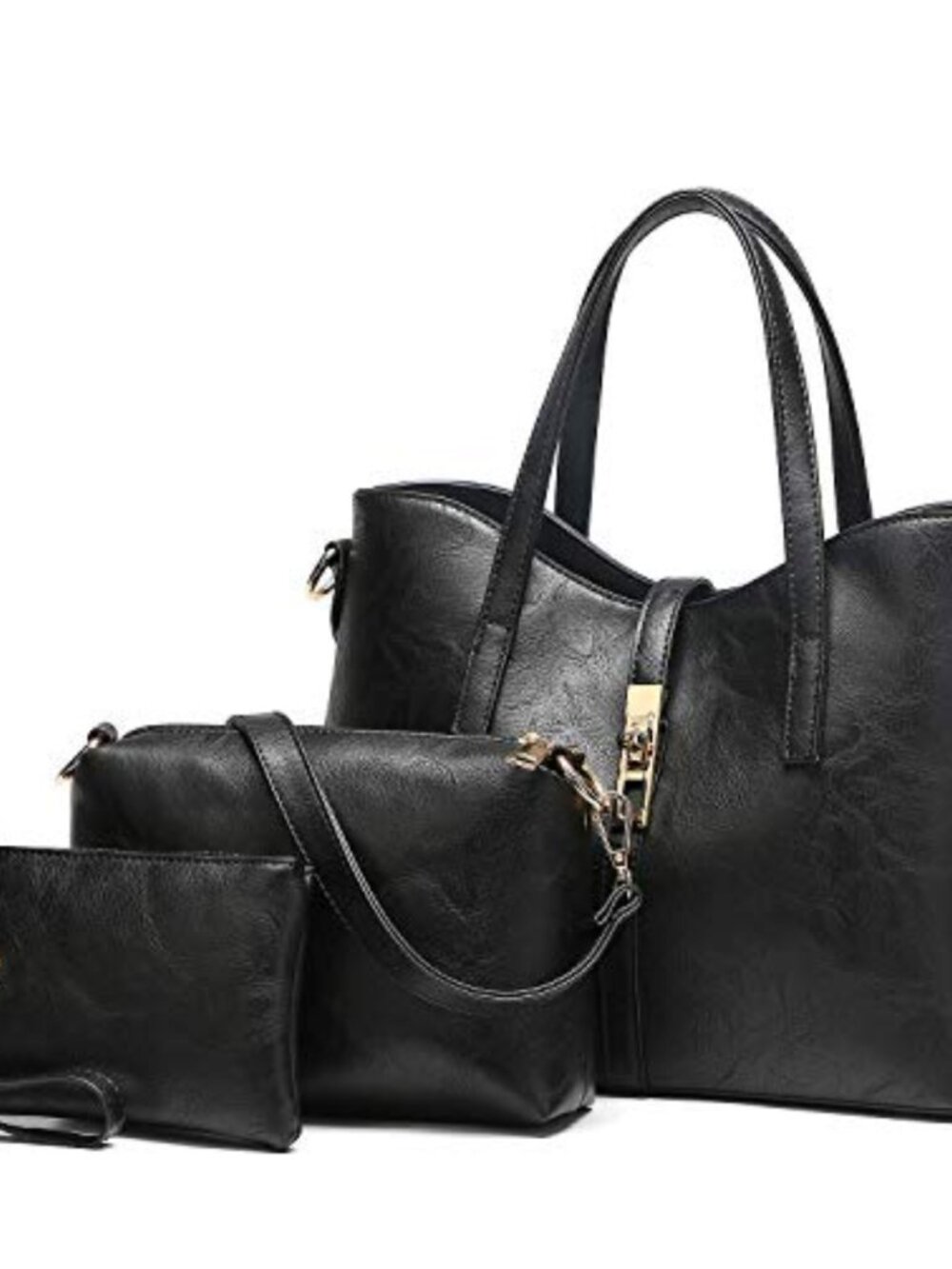 Satchel Tote Shoulder Crossbody Bag PU Leather 3 Piece Set